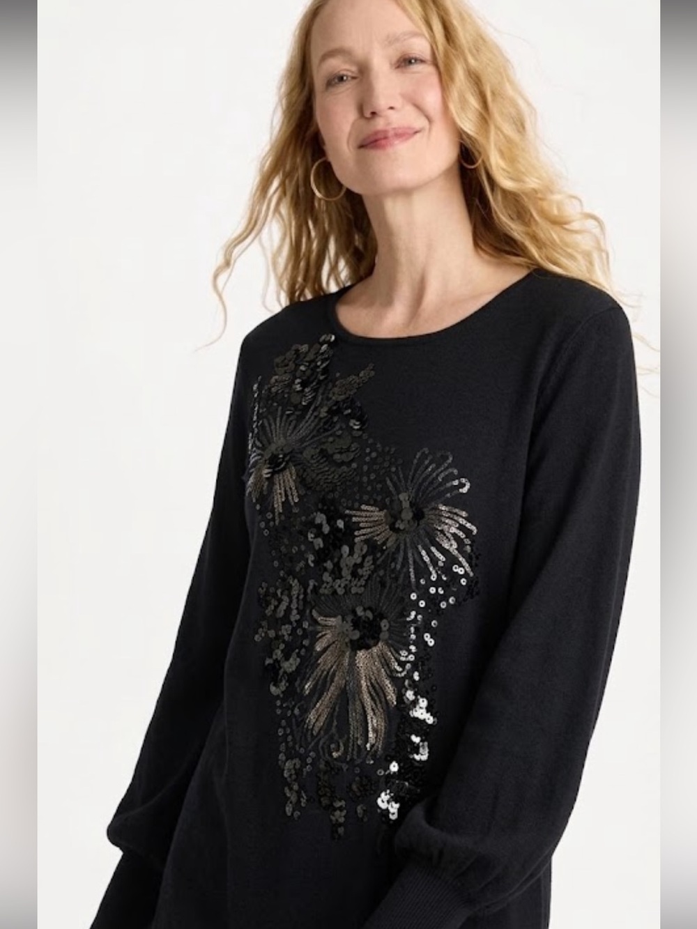 Embellished Black Women's Knit Top